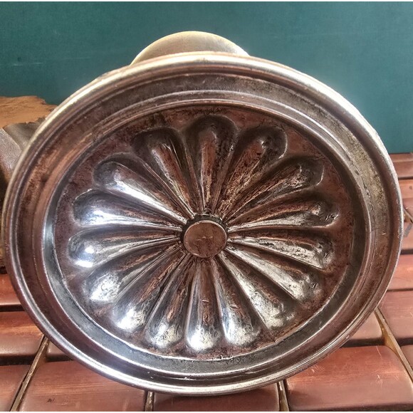 Vintage Mid Century Medieval Gothic Style Candle Holder Pewter & Faux Wood - Picture 5 of 5